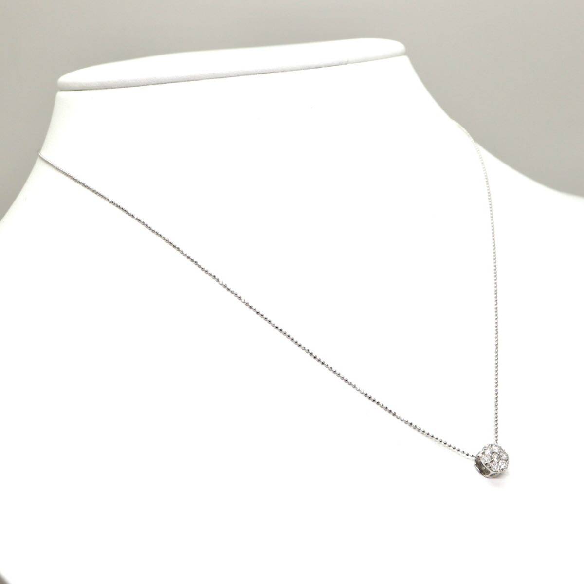 ◆K18 天然ダイヤモンドネックレス◆M 約1.4g 約40.5cm diamond necklace jewelry ジュエリー EA3/EA3の画像3