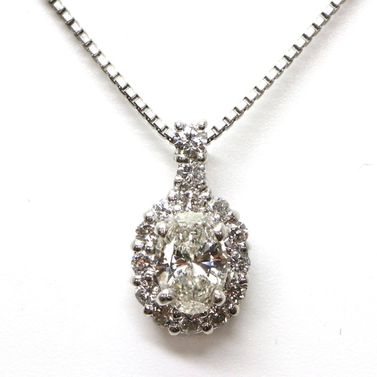 ◆Pt900/Pt850 天然ダイヤモンドネックレス◆M 約2.9g 約40.5cm diamond necklace jewelry ジュエリー EB3/EB3の画像1