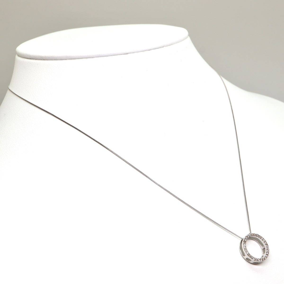 ◆K18 天然ダイヤモンドネックレス◆M 約2.1g 約40.5cm diamond necklace jewelry ジュエリー EB0/EB1の画像3