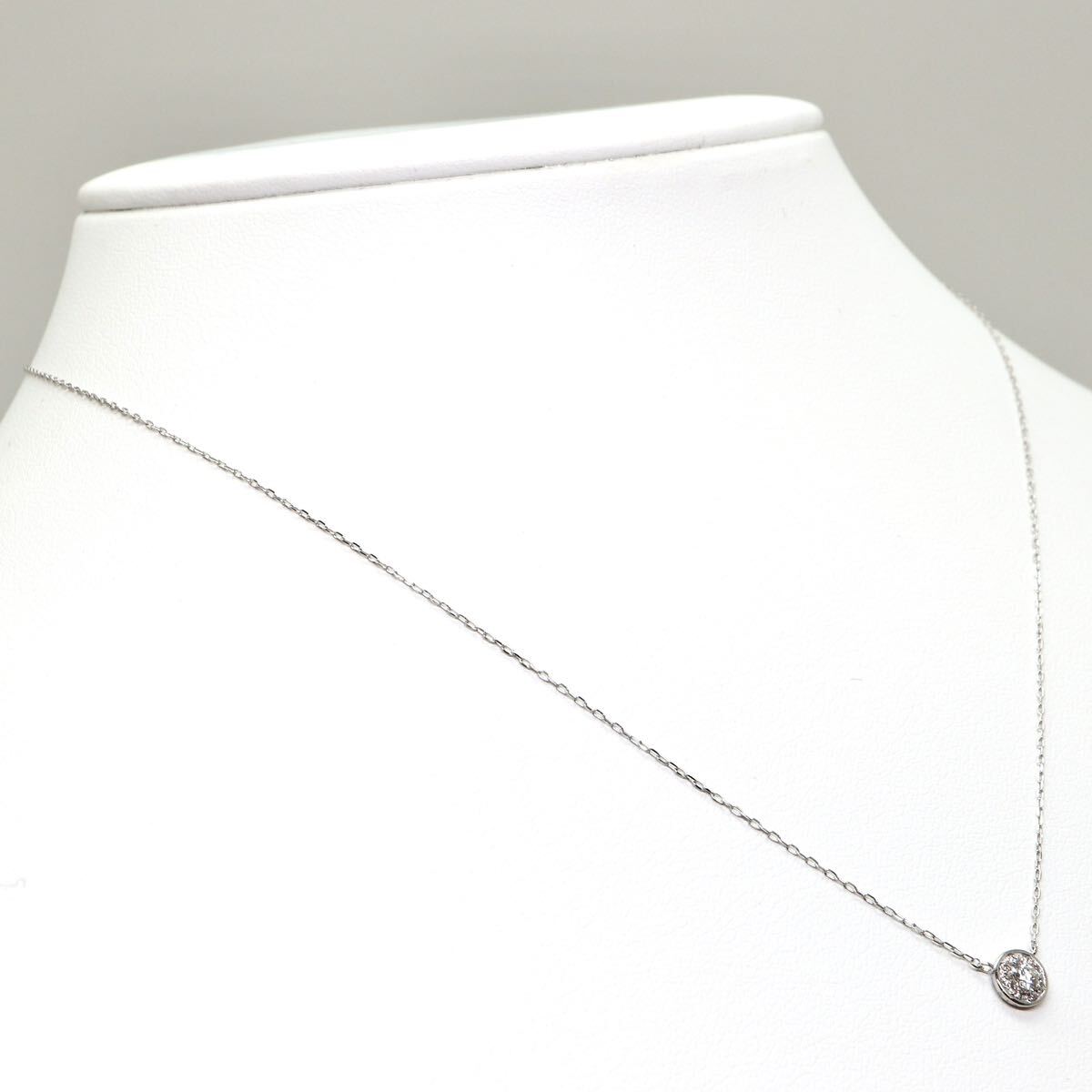 ◆K18 天然ダイヤモンドネックレス◆M 約0.9g 約40.5cm diamond necklace jewelry ジュエリー DH6/DH6の画像3