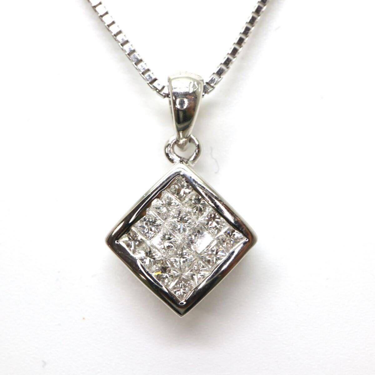 ◆K18 天然ダイヤモンドネックレス◆M 約4.6g 約45.0cm diamond necklace jewelry ジュエリー ED7/ED7の画像1