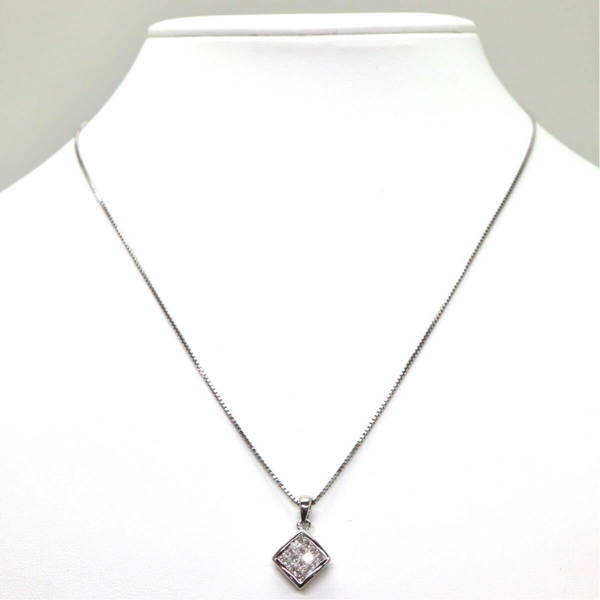 ◆K18 天然ダイヤモンドネックレス◆M 約4.6g 約45.0cm diamond necklace jewelry ジュエリー ED7/ED7の画像2