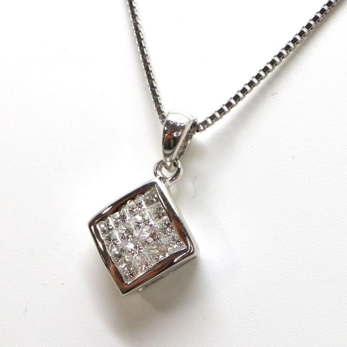 ◆K18 天然ダイヤモンドネックレス◆M 約4.6g 約45.0cm diamond necklace jewelry ジュエリー ED7/ED7の画像4