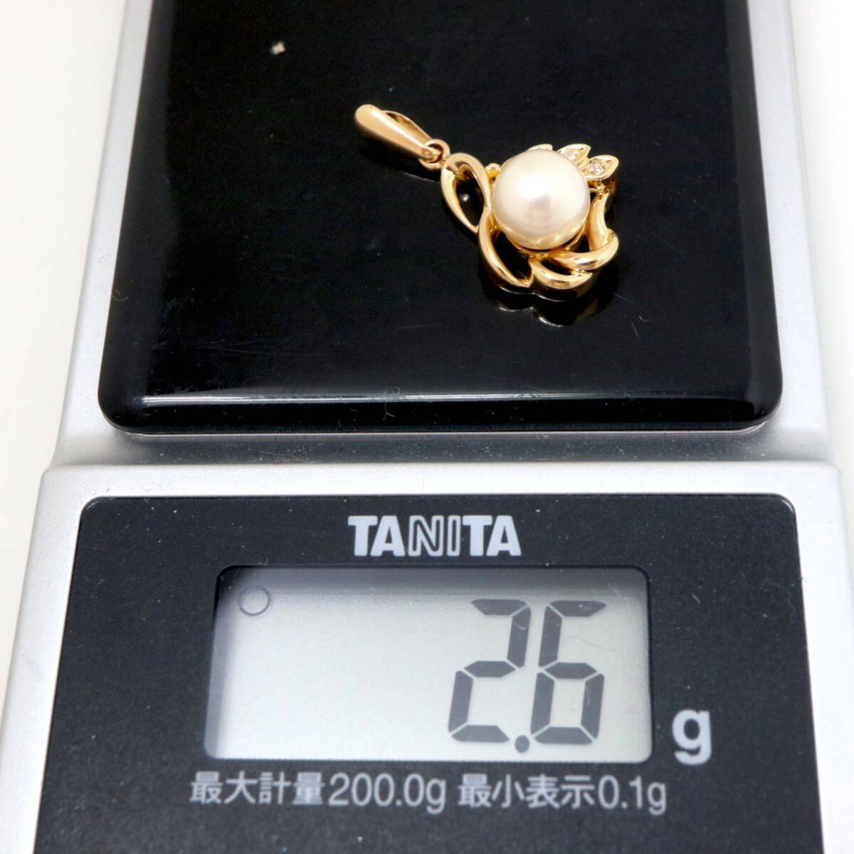 ◆K18 アコヤ本真珠/天然ダイヤモンドペンダントトップ◆M 約2.6gパール pearl diamond pendantジュエリー EA8/EA8の画像7