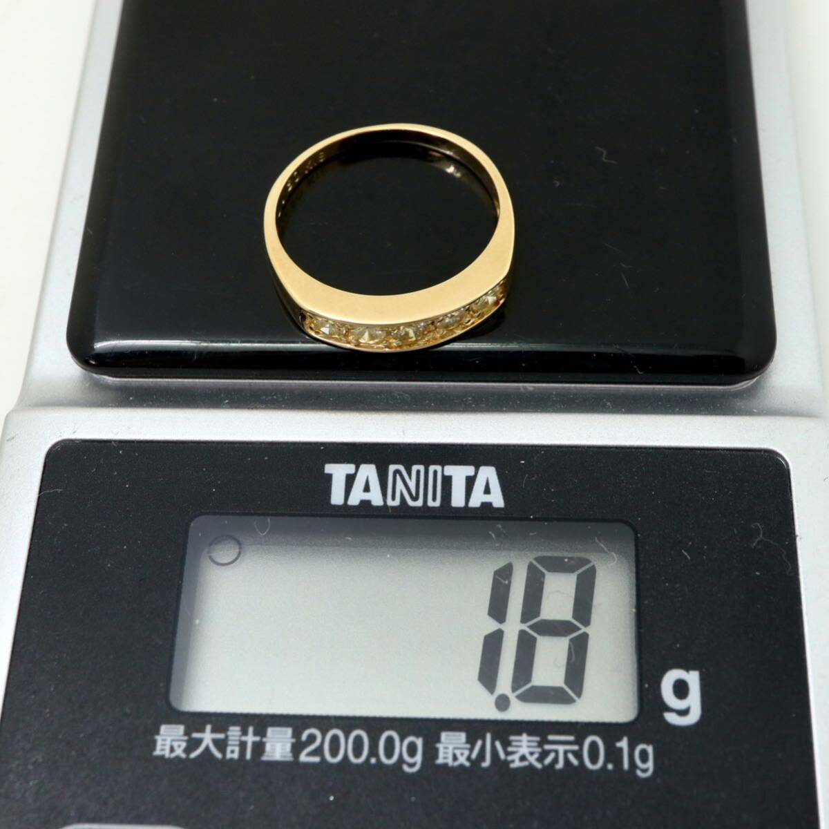 ◆K18 天然ダイヤモンド 一文字リング◆M 約1.8g 約9号 0.30ct diamond ring指輪 EA9/EA9の画像8