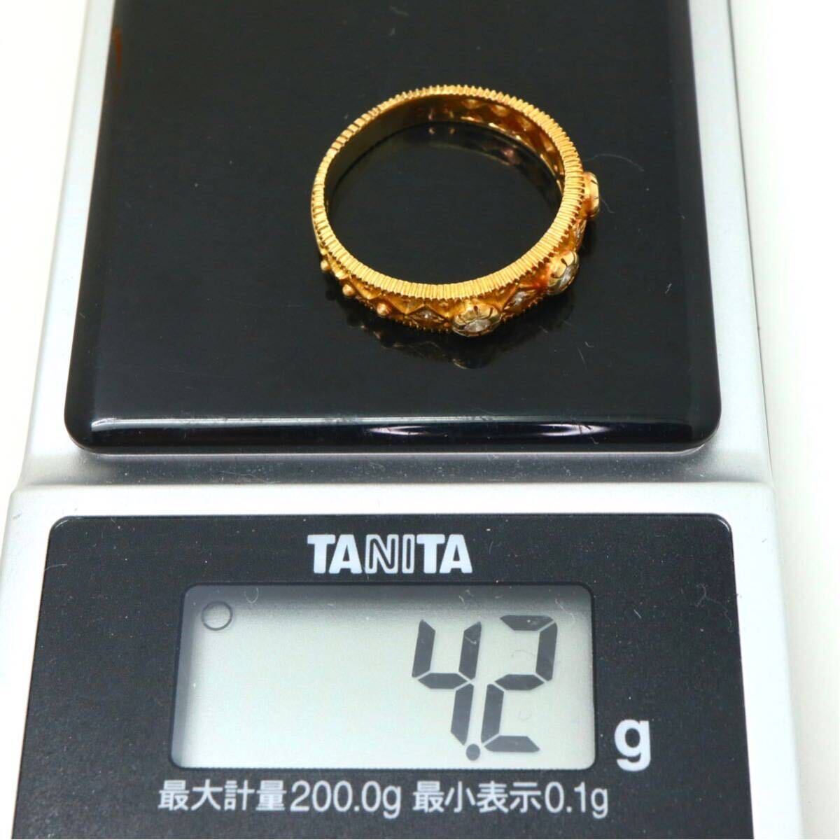 ◆K18 天然ダイヤモンド リング◆M 約4.2g 約16号 0.19ct diamond ring指輪 EC3/EC3の画像6