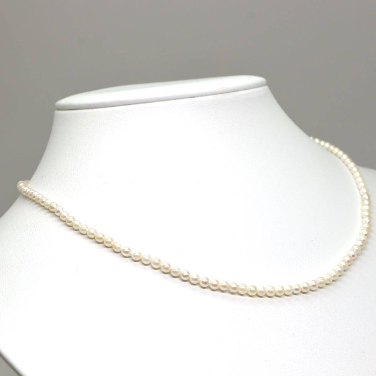 ◆Pt850 アコヤ本真珠ベビーパールネックレス◆M 約6.5g 約42.0cm 3.0-3.5mm珠 pearl パール jewelry necklace ジュエリー DE0/EA5_画像3