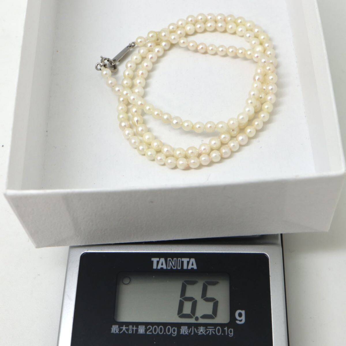 ◆Pt850 アコヤ本真珠ベビーパールネックレス◆M 約6.5g 約42.0cm 3.0-3.5mm珠 pearl パール jewelry necklace ジュエリー DE0/EA5_画像7