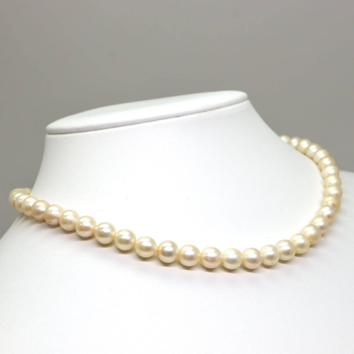 ◆アコヤ本真珠ネックレス◆M 約30.1g 約40.0cm 7.0-7.5mm珠 pearl パール jewelry necklace ジュエリー DE0/DE0_画像3