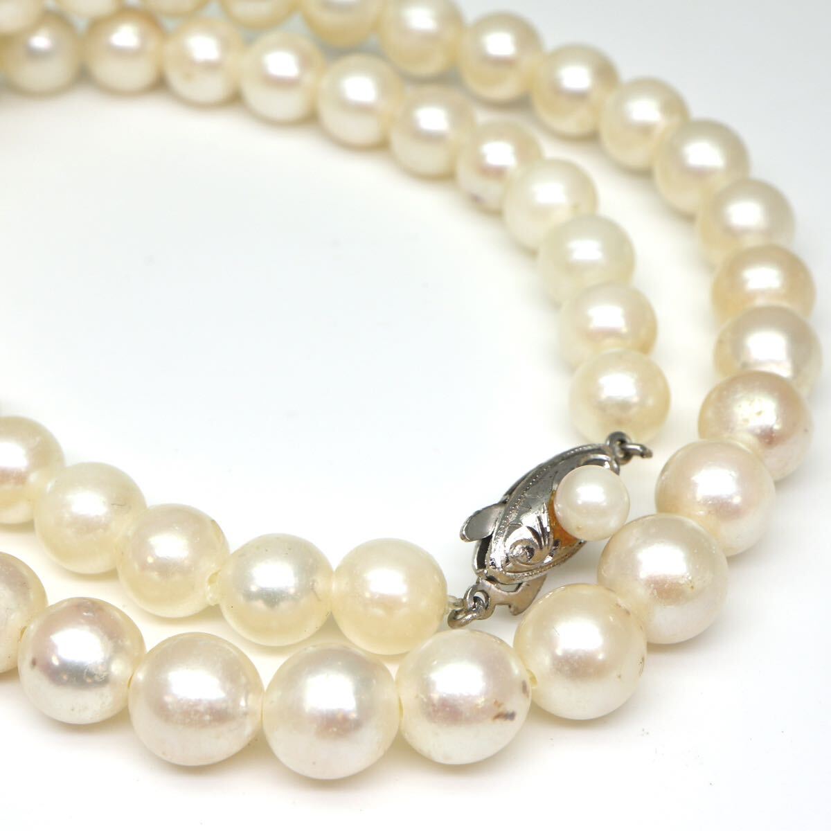 ◆アコヤ本真珠ネックレス◆M 約41.2g 約45.0.cm 7.5-8.0mm珠 pearl パール jewelry necklace ジュエリー DA0/DD0_画像4