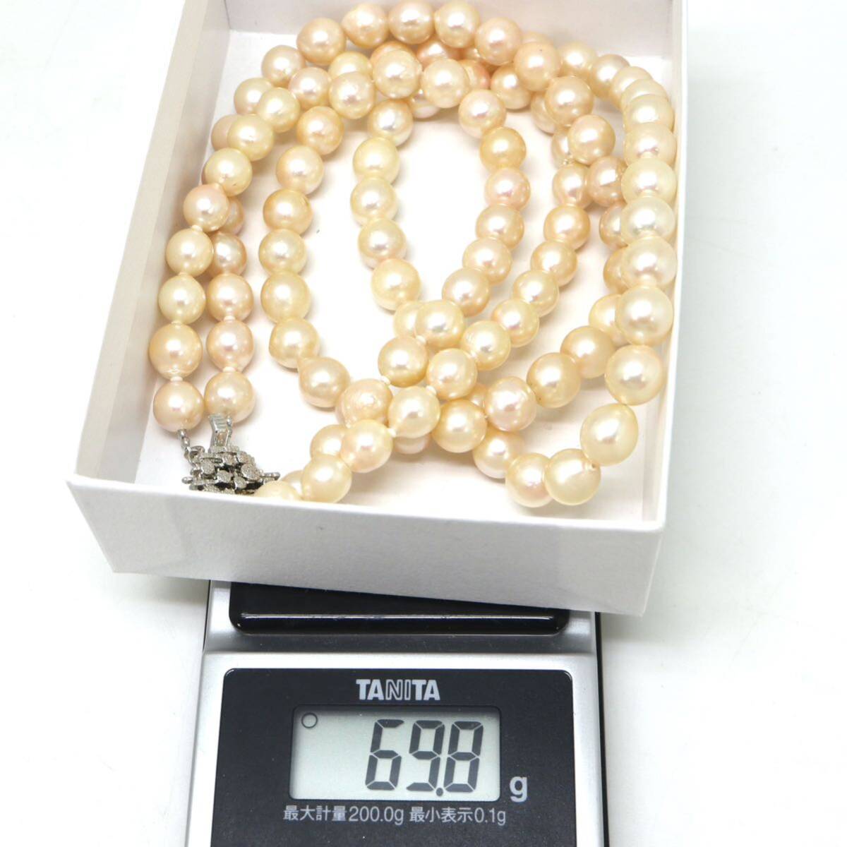 ◆アコヤ本真珠2連ネックレス◆M 約29.8g 約41.5cm 7.0-8.0mm珠 pearl パール jewelry necklace ジュエリー DB0/DC0_画像7