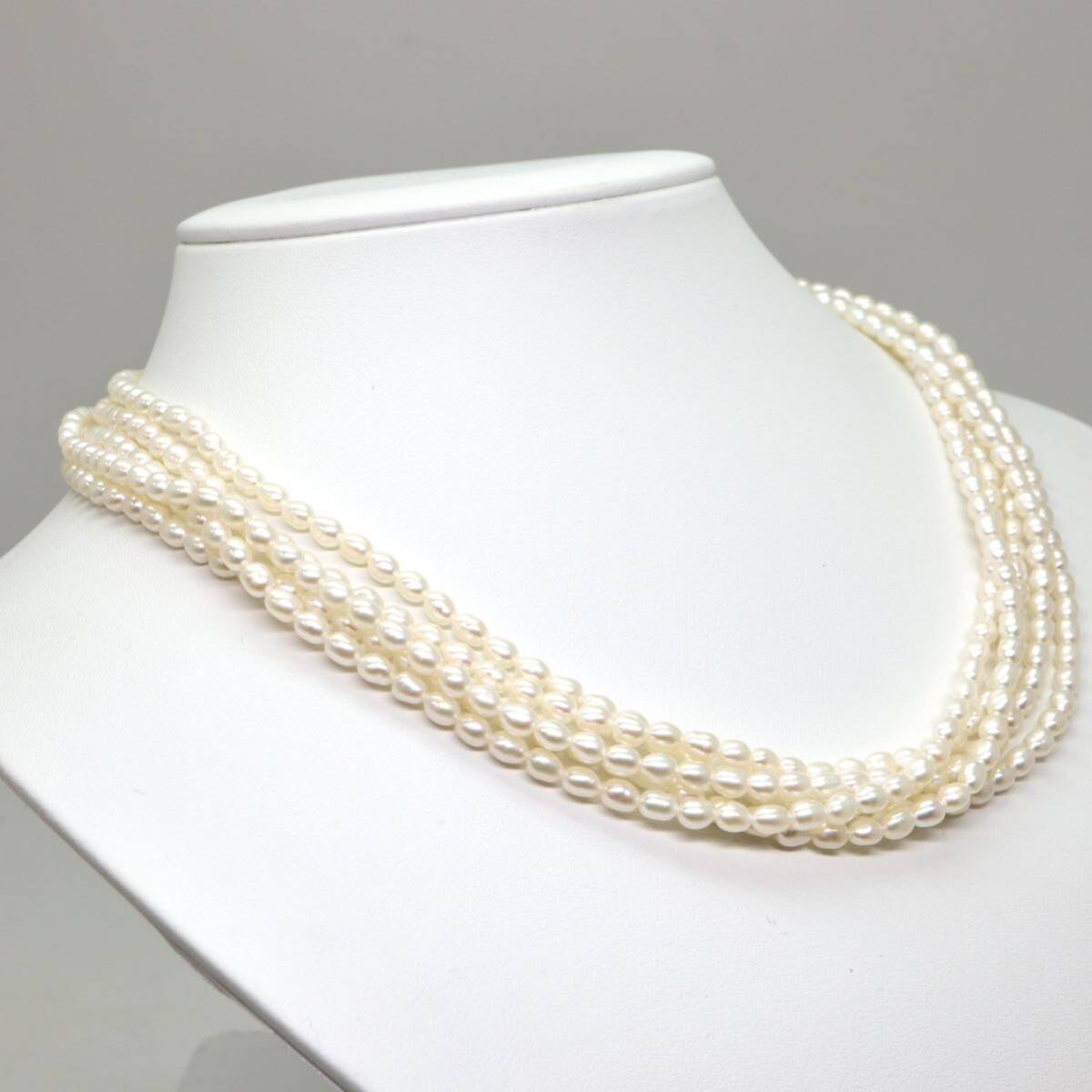 ◆本真珠5連ネックレス◆M 約46.6g 約46.0cm pearl パール jewelry necklace ジュエリー jewelry DB0/DB0_画像3