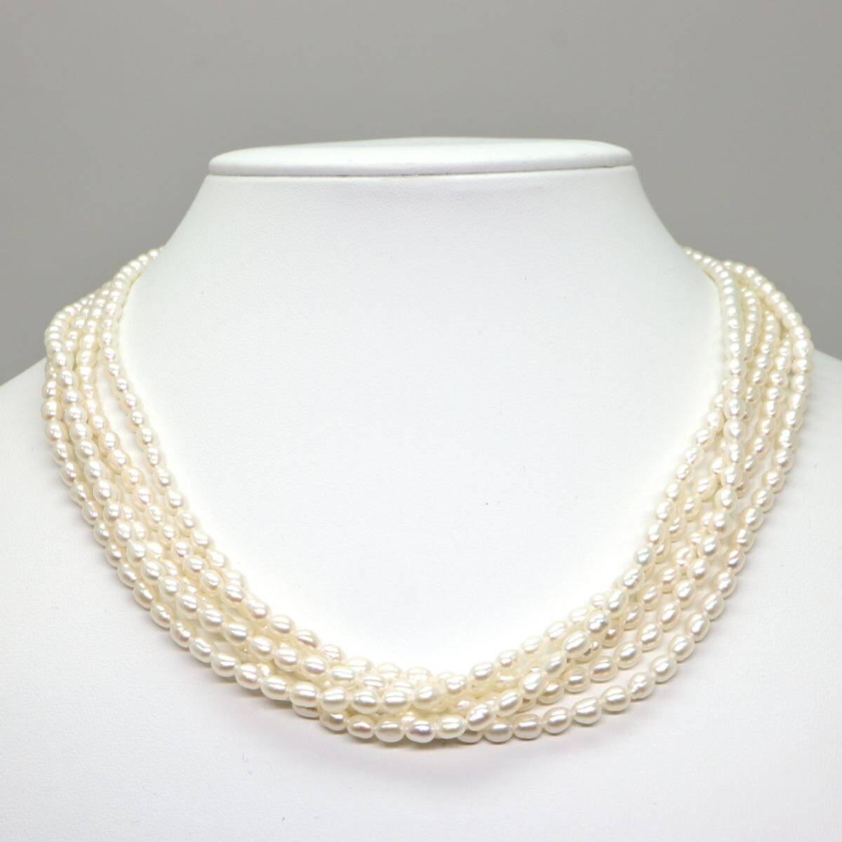 ◆本真珠5連ネックレス◆M 約46.6g 約46.0cm pearl パール jewelry necklace ジュエリー jewelry DB0/DB0_画像2