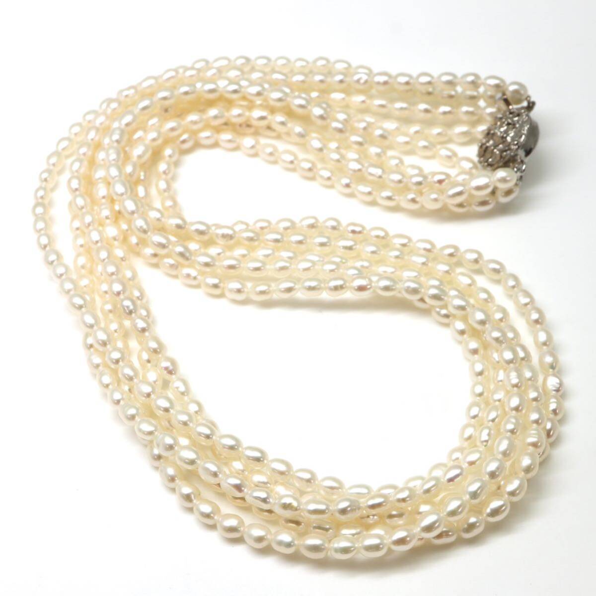 ◆本真珠5連ネックレス◆M 約46.6g 約46.0cm pearl パール jewelry necklace ジュエリー jewelry DB0/DB0_画像5