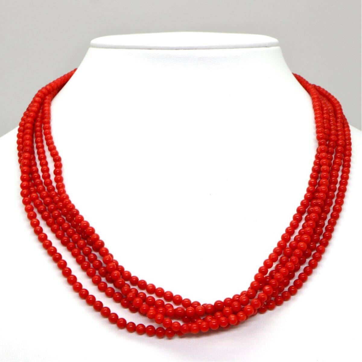 豪華!!◆K14 天然本珊瑚ネックレス◆M 約41.7g 約37.5cm 3.0-3.6mm珠 コーラル coral jewelry necklace ジュエリー EA8/ED0_画像3