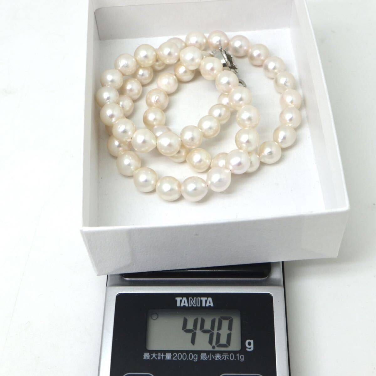 テリ良し!!大珠!!◆アコヤ本真珠ネックレス◆M 約44.0g 約47.0cm 8.0-8.5mm珠 pearl パール jewelry necklace ジュエリー DC0/DE0_画像8