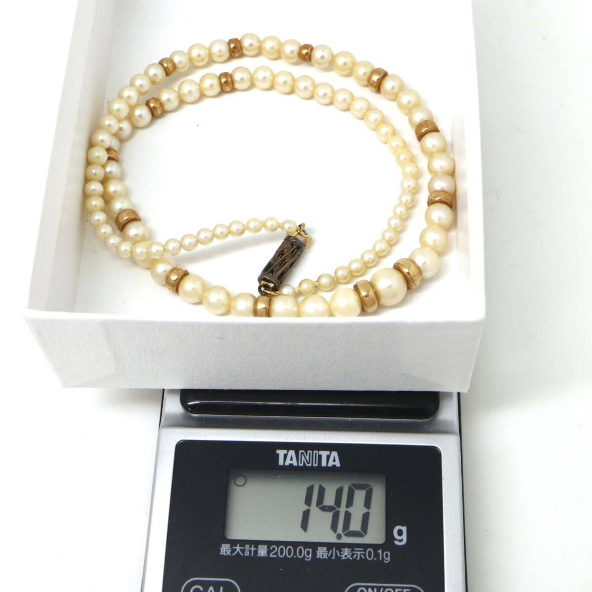 ◆K14 アコヤ本真珠ネックレス◆M 約14.0g 約42.5cm 3.0-3.7mm珠 pearl パール jewelry necklace ジュエリー DB8/DC8_画像7