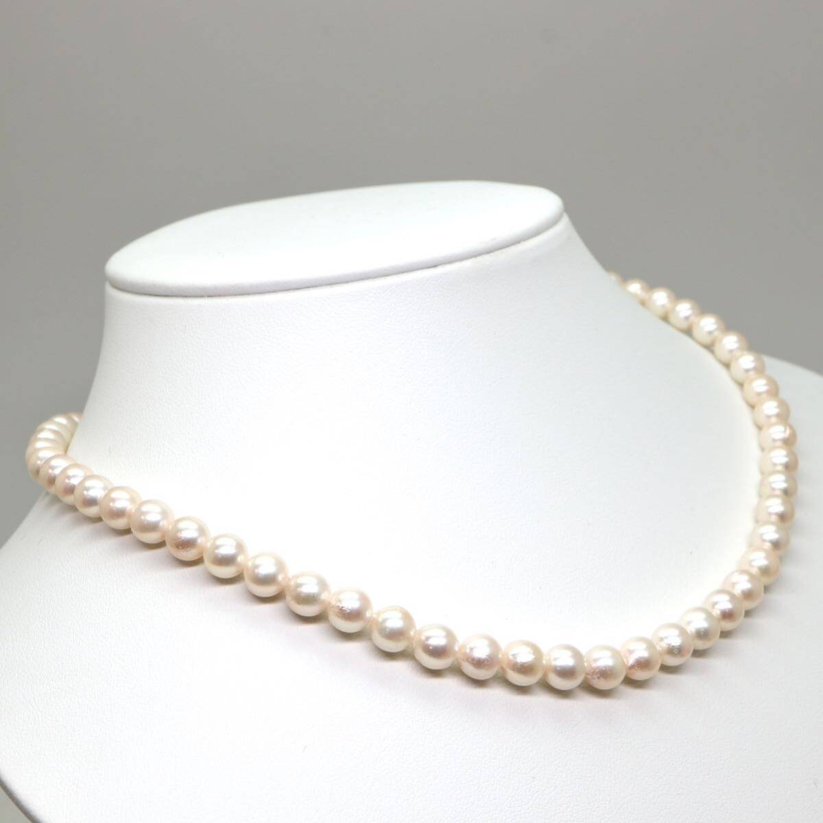 テリ良し!!◆アコヤ本真珠ネックレス◆M 約28.5g 約42.0cm 6.5mm珠 pearl パール jewelry necklace ジュエリー DB0/DC0_画像3