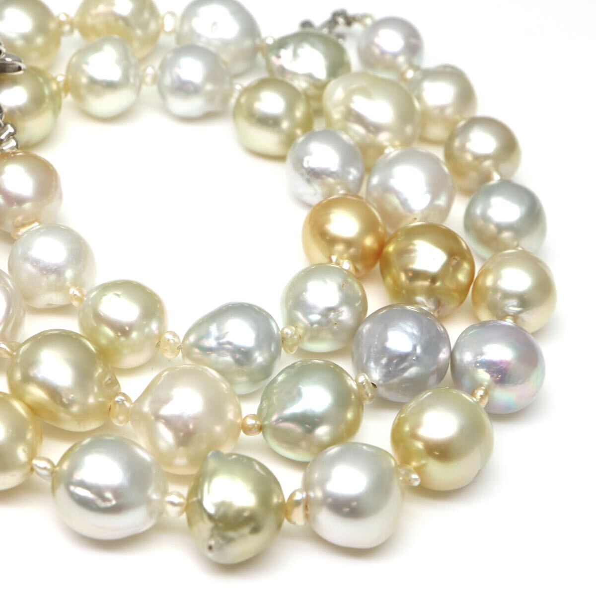 豪華!!◆南洋白蝶真珠ネックレス◆M 約60.7g 約52.0cm 9.0-11.5mm珠 pearl ゴールドカラー パール jewelry necklace ジュエリー DI0/DI0_画像4