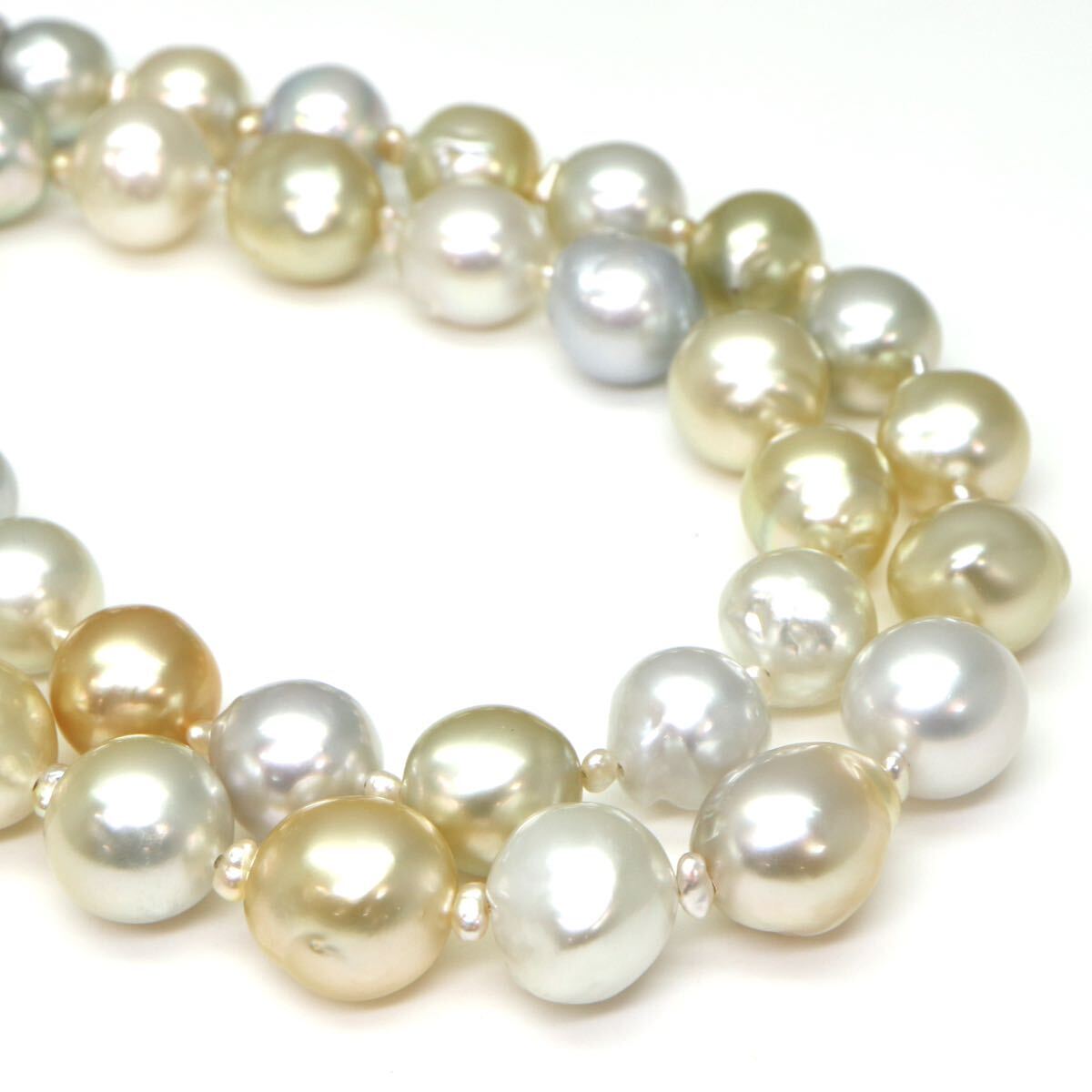 豪華!!◆南洋白蝶真珠ネックレス◆M 約60.7g 約52.0cm 9.0-11.5mm珠 pearl ゴールドカラー パール jewelry necklace ジュエリー DI0/DI0_画像5