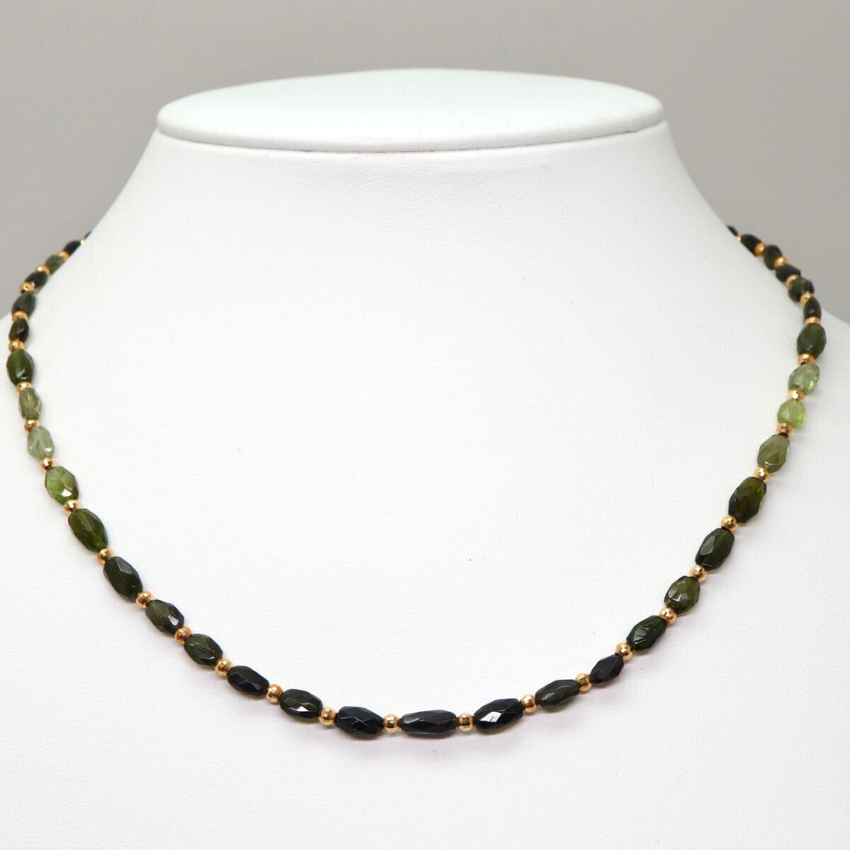 ◆K18 天然トルマリン ネックレス◆M 約7.7g 約43.0cm tourmaline jewelry necklace ジュエリー DE0/EA0_画像2