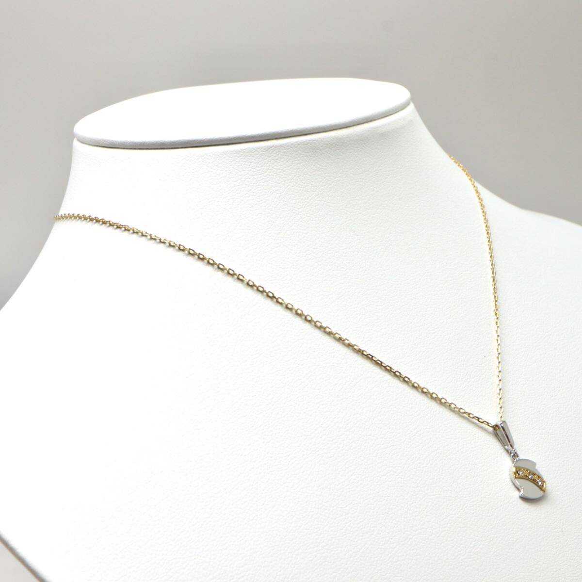 MIKIMOTO(ミキモト)◆K18 天然ダイヤモンド付きネックレス◆M 約3.1g 約38.5cm 0.04ctdiamond necklace EB7/EB7_画像3