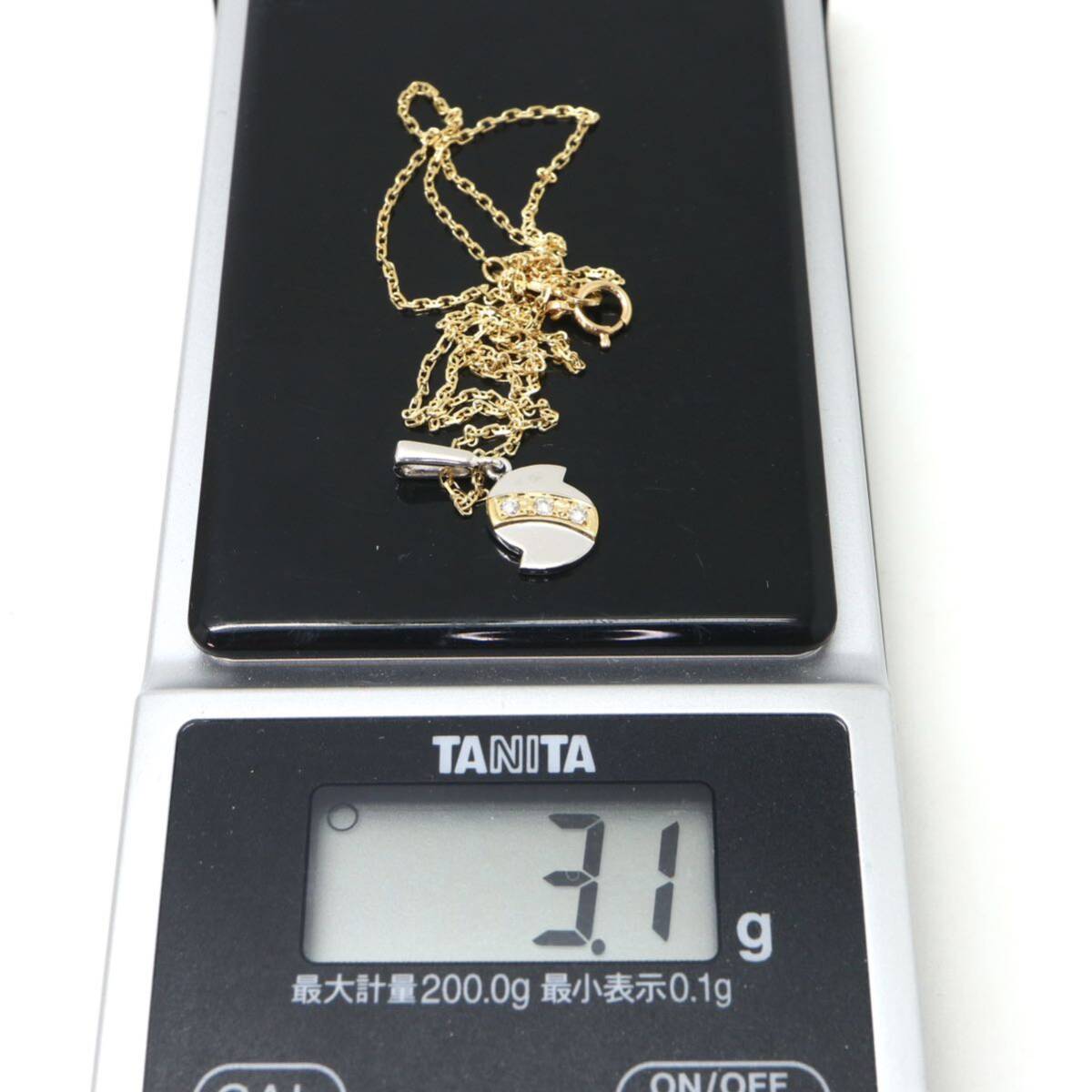 MIKIMOTO(ミキモト)◆K18 天然ダイヤモンド付きネックレス◆M 約3.1g 約38.5cm 0.04ctdiamond necklace EB7/EB7_画像10