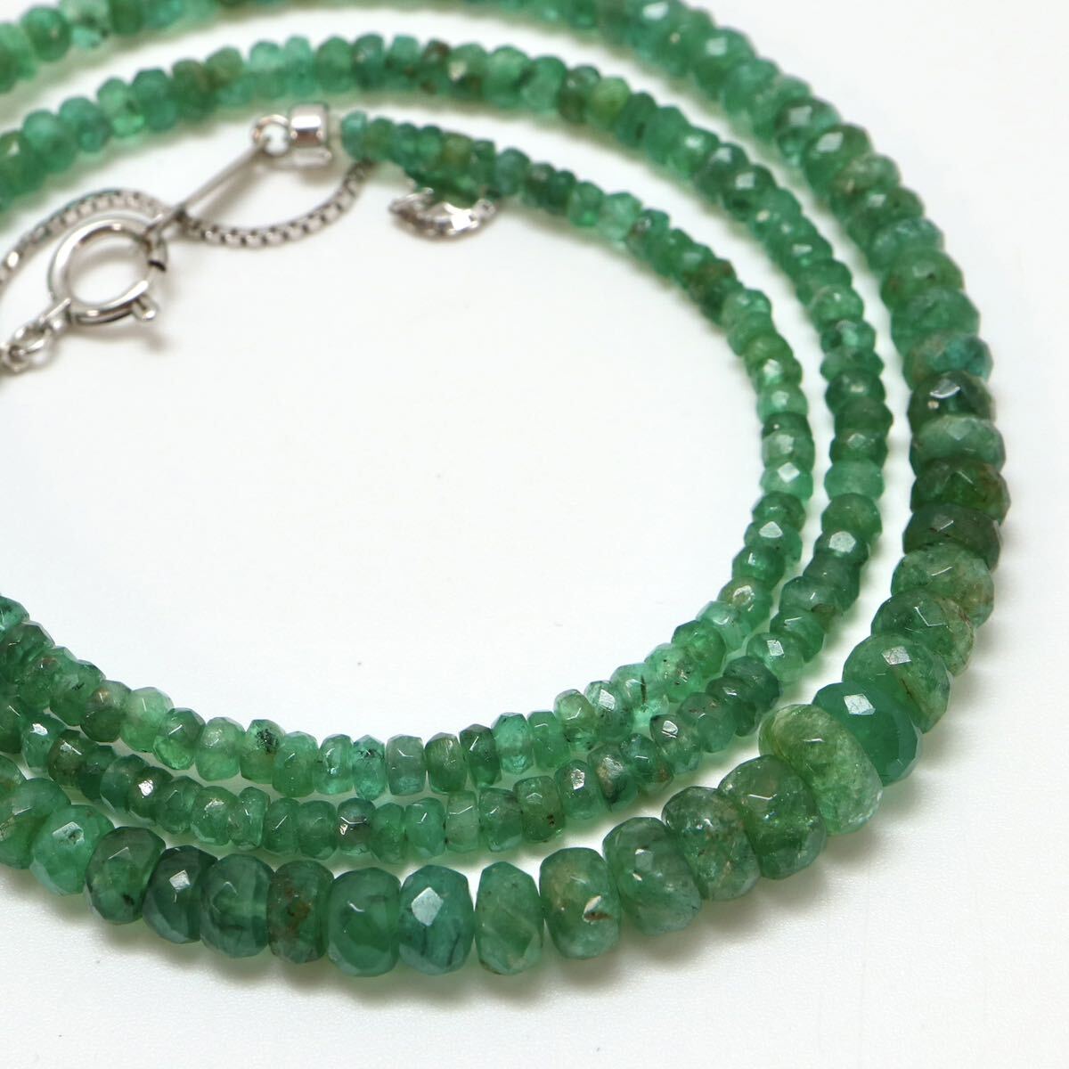 ◆天然エメラルドネックレス◆M 約7.9g 約42.5cm emerald jewelry necklace ジュエリー DF0/DH0_画像1