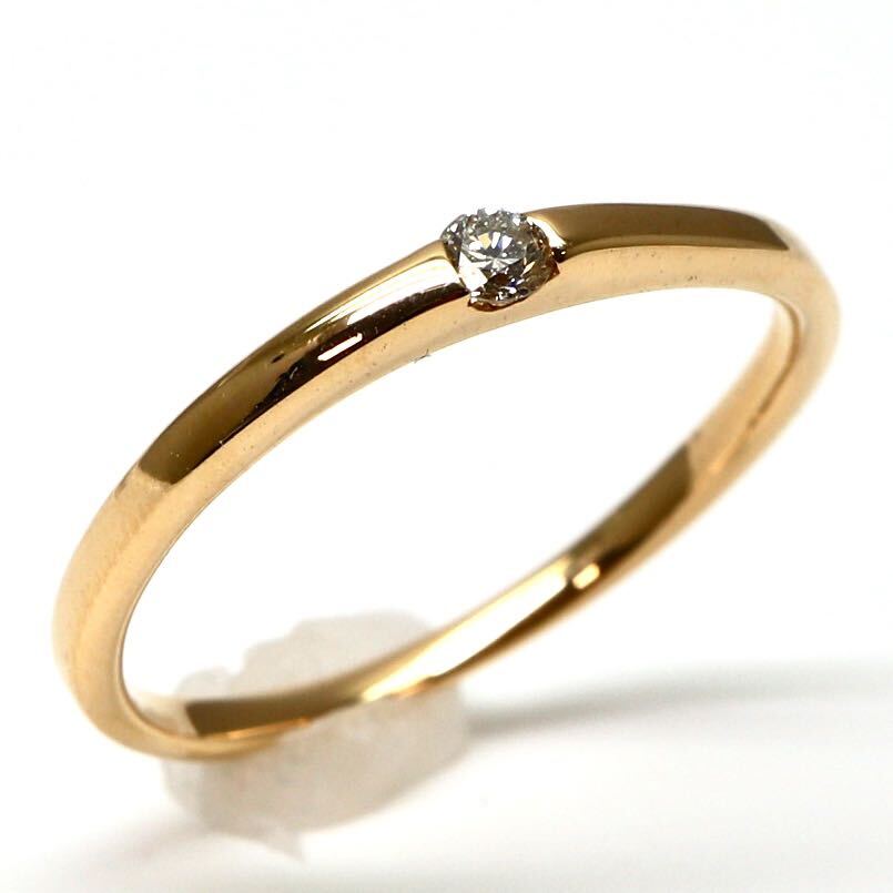 ◆K18 天然ダイヤモンドリング◆M 約1.4g 約9.5号 diamond ring指輪 EA2/EA2_画像1