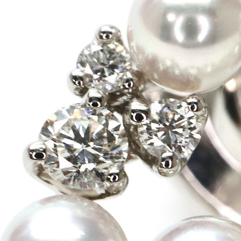 高品質!!◆K18 アコヤ本真珠/天然ダイヤモンドピンブローチ◆M 約4.1g 0.15ct diamond pendant ジュエリー EA9/EA9_画像4