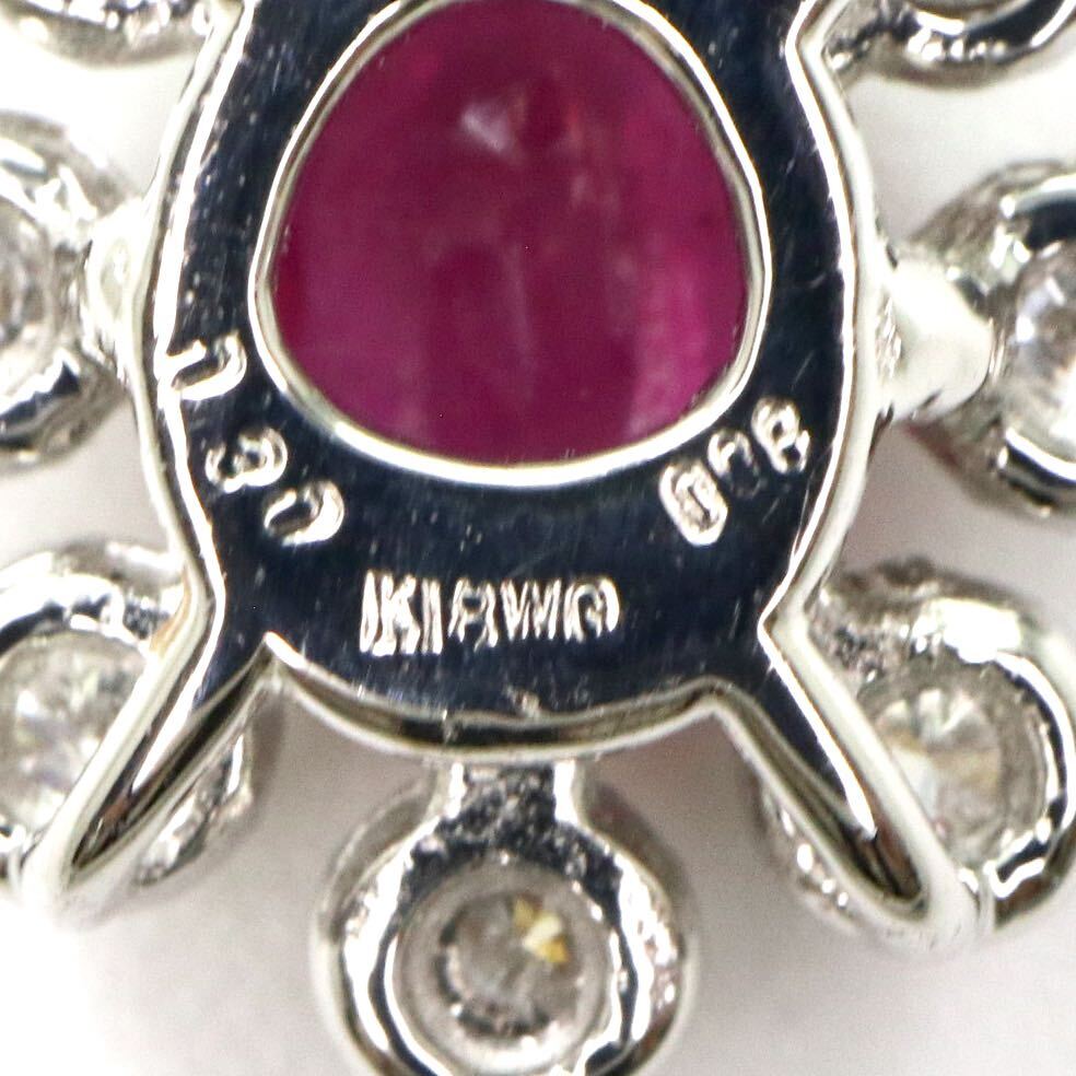 *K18 натуральный бриллиант / натуральный рубин колье *M примерно 1.8g примерно 45.0cm diamond ruby necklace EA3/EA3