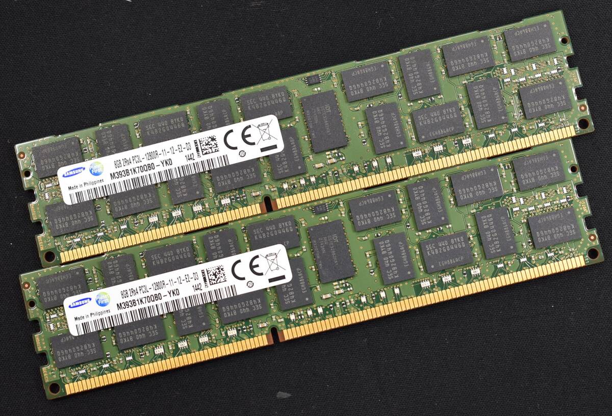 16GB (8GB 2枚組) DDR3L PC3L-12800R DDR3L-1600 REG 2Rx4 240pin ECC Registered Samsung サーバー MacPro向け (管:SA5732_画像1