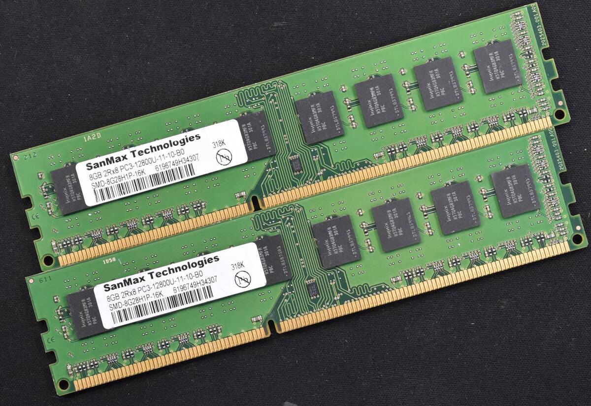 1 иен старт 8GB 2 листов комплект ( всего 16GB) PC3-12800 PC3-12800U DDR3-1600 240pin non-ECC Unbuffered DIMM 2Rx8 SanMax HYNIX ( труба :SA5844-2E