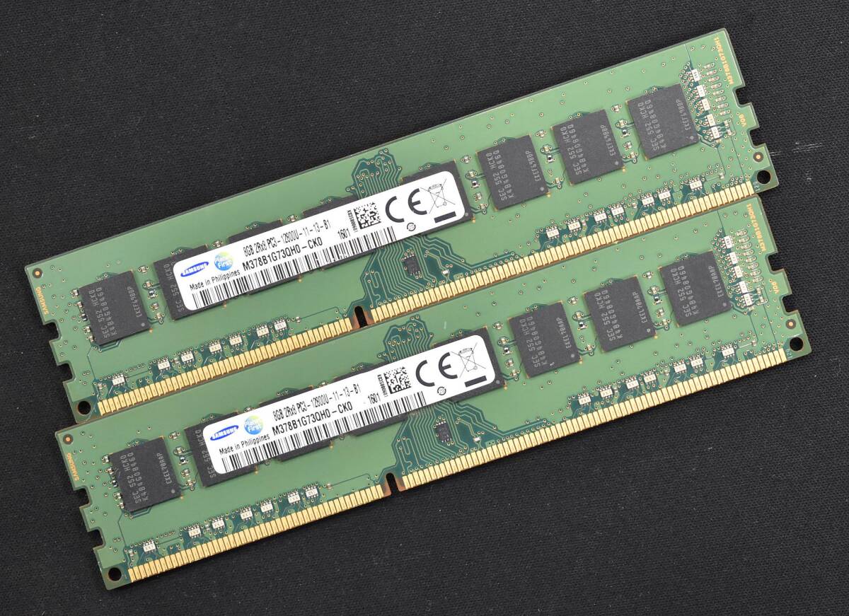 1円スタート 8GB 2枚組 (合計 16GB) PC3-12800 PC3-12800U DDR3-1600 240pin non-ECC Unbuffered DIMM 2Rx8 Samsung (管:SA5847-2(4E_画像1