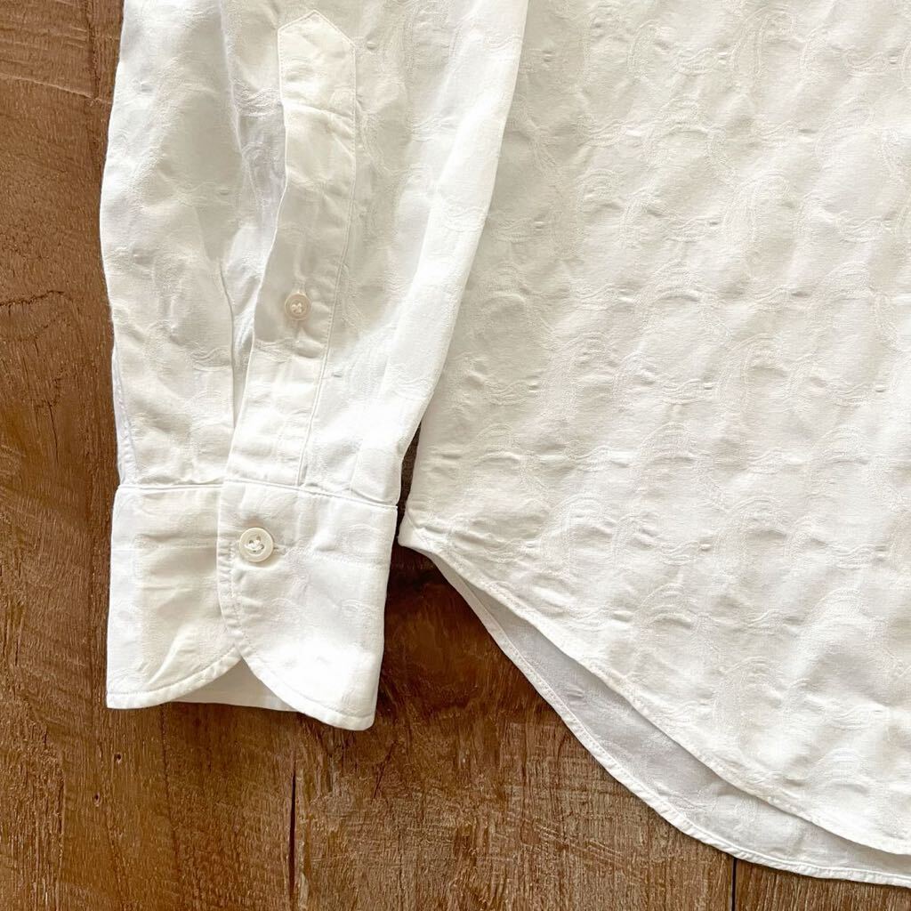 【美品】Giannetto ジャンネット ホリゾンタルカラー カッタウェイ ペイズリー柄 ドレスシャツ 16-41 ホワイト BEAMSF取扱の画像5