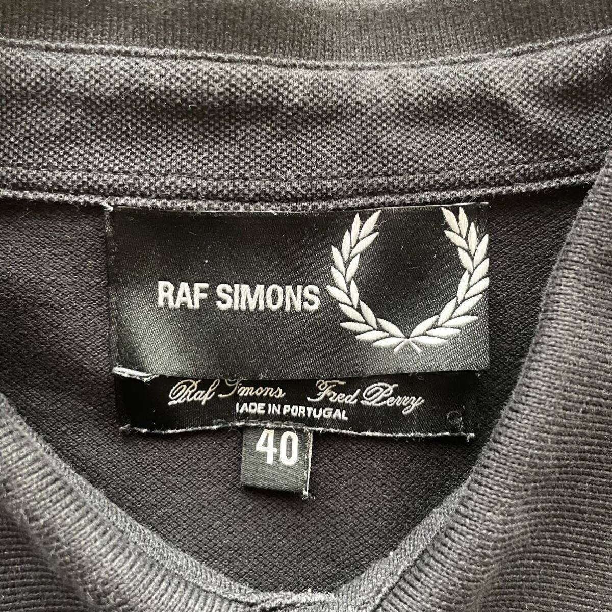 【希少】RAF SIMONS×FRED PERRY ラフシモンズ フレッドペリー コラボ 半袖 鹿の子 ポロシャツ 40 ブラック アーカイブ_画像6