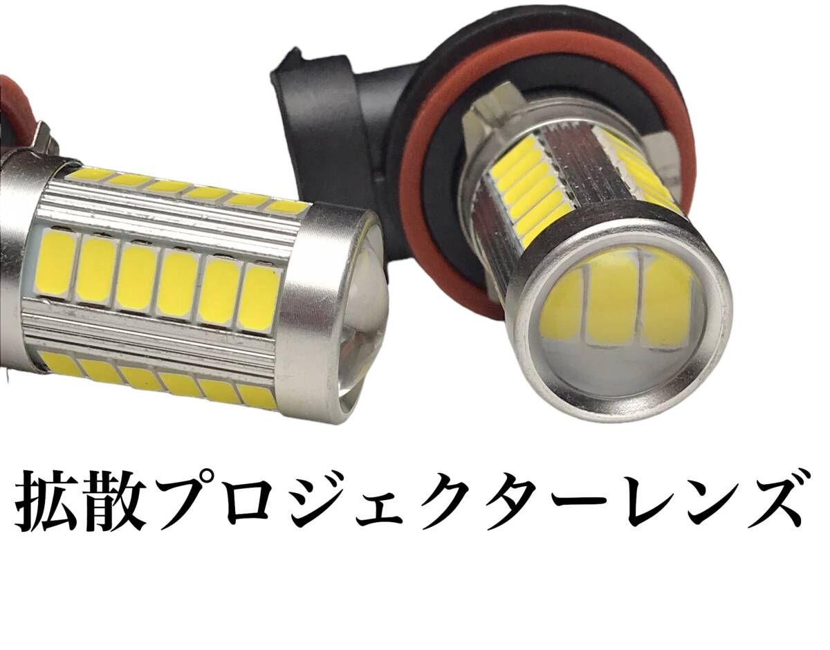 黄色 イエロー LED フォグランプ バルブ H11 左右2個セット ポン付け 5730smd 12V 24V トラック ハイブリッド レモンイエローの画像3