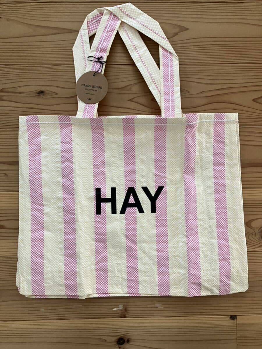  new goods HAY partition CANDY STRIPE SHOPPER M size Northern Europe large size shopping bag candy - stripe shopa- tote bag 