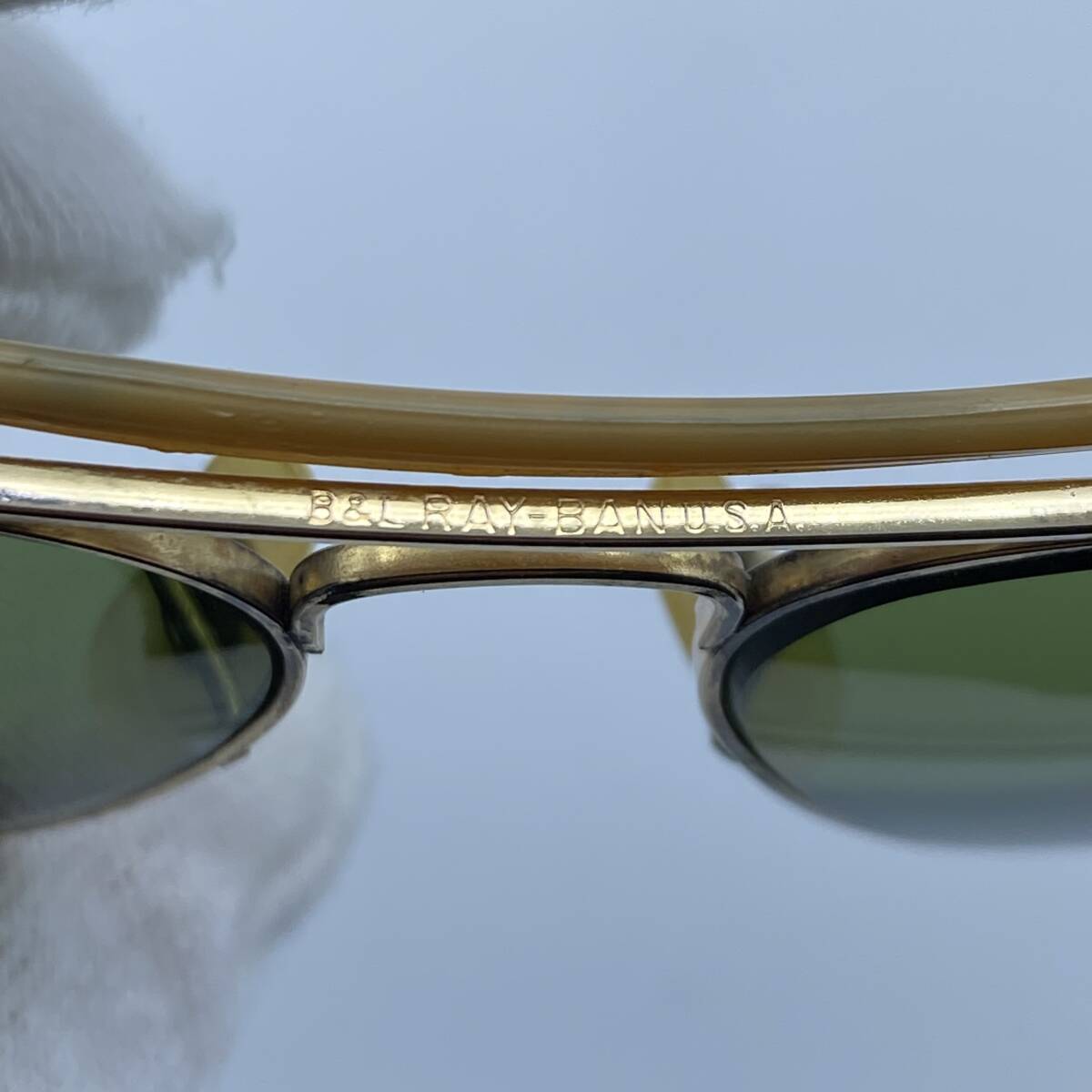 《ヴィンテージ 希少》 レイバン Ray-Ban B&L ボシュロム USA サングラス 10K GO 10金 金張り ダークグリーン系レンズの画像6