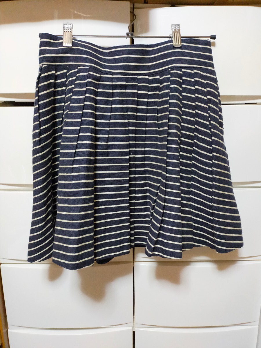  б/у [ Jill Stuart ] полоса юбка размер 2 M темно-синий темно-синий синий цвет JILLSTUART flair юбка юбка в складку 