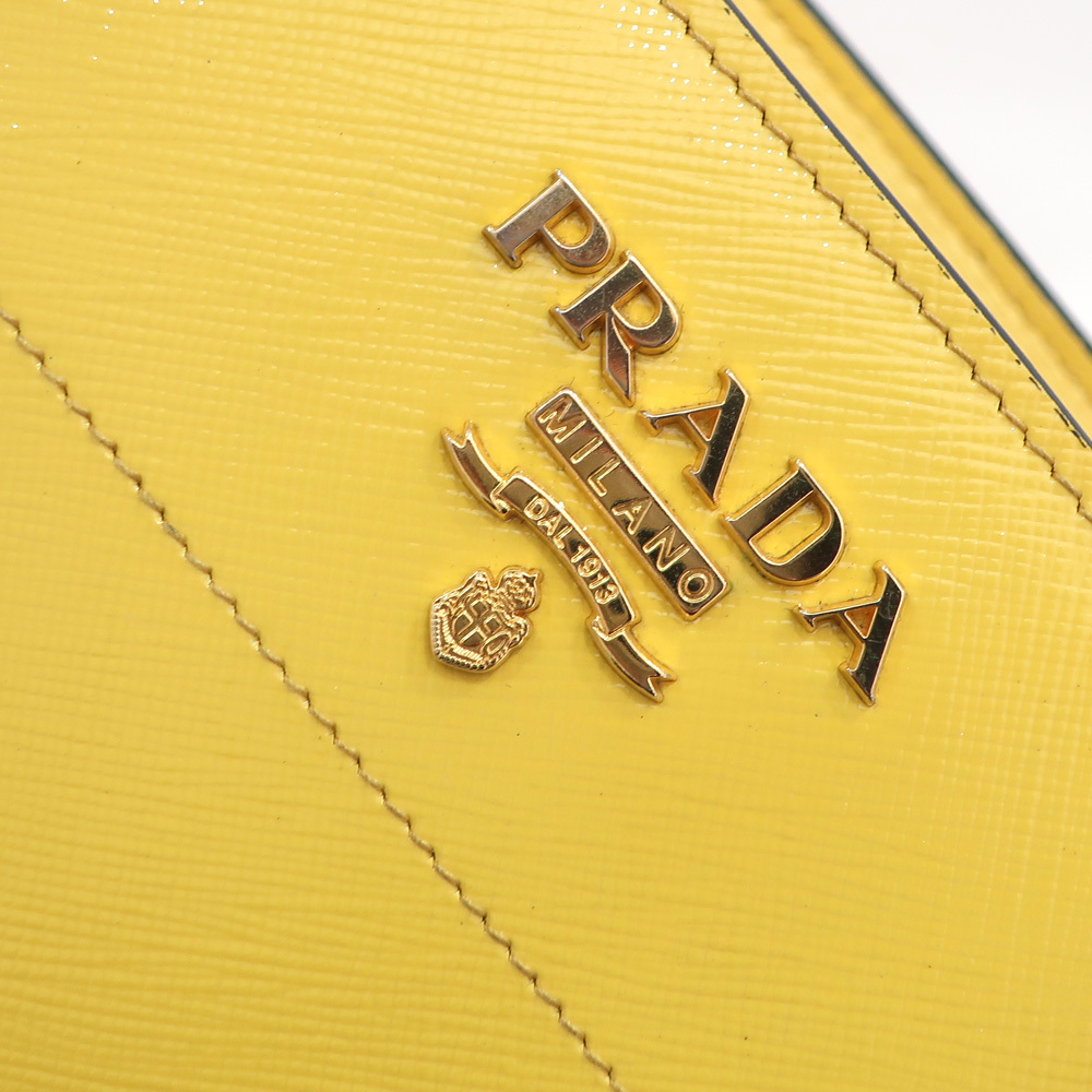 【栄】プラダ PRADA ショルダーバッグ SAFFIANO サフィアーノ 1BH104 SOLE 黄色 GD金具 レザー 2WAY 保証書 袋_画像2