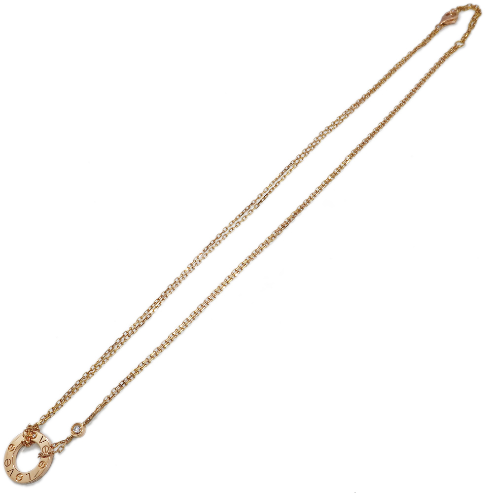[ Tempaku ] Cartier 750PG Rav Circle necklace LOVE pendant pink gold K18 diamond B7224509 jewelry 