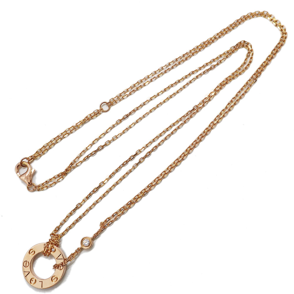 [ Tempaku ] Cartier 750PG Rav Circle necklace LOVE pendant pink gold K18 diamond B7224509 jewelry 