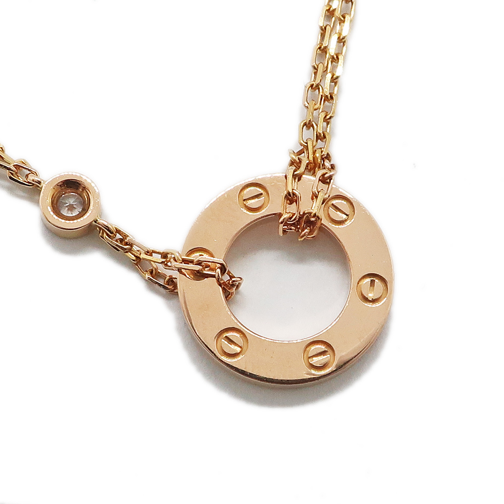 [ Tempaku ] Cartier 750PG Rav Circle necklace LOVE pendant pink gold K18 diamond B7224509 jewelry 