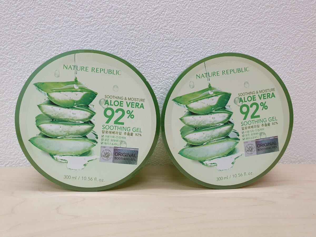 新品 NATURE REPUBLIC ネイチャーリパブリック アロエジェル アロエベラ スージング&モイスチャー92% ジェル 2個セット 韓国コスメ_画像1