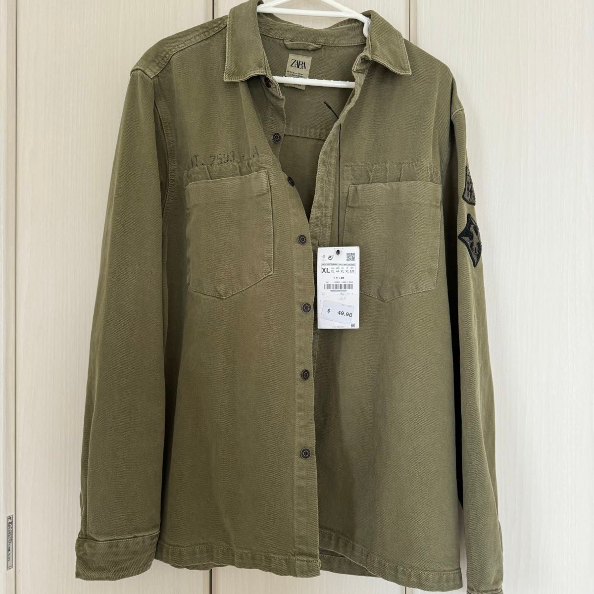 ZARA   XL  ジャケット　未使用品　カーキ　メンズ　アウター　大きめ