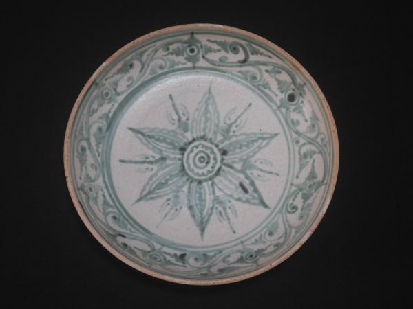  тарелка белый . зеленый ... документ украшение тарелка / Мьянма [ бесплатная доставка ]