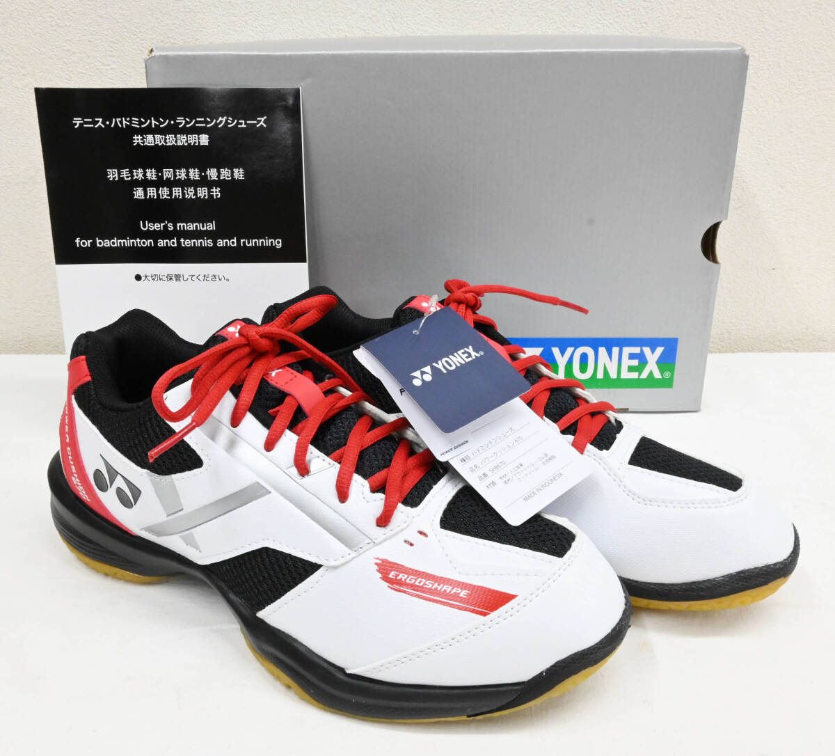 H739●新品 未使用品 YONEX ヨネックス POWER CUSHION 670 パワークッション670 SHB670 バドミントン シューズ 27cm ホワイト×レッド_画像1