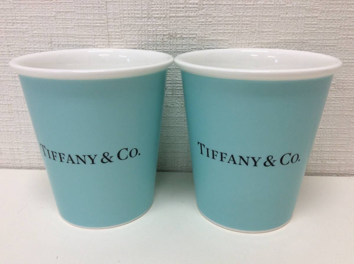 ■5644　Tiffany ティファニー マグカップ 2客セット 紙コップ風 ティファニーブルー ブランド食器 洋食器 雑貨 インテリア _画像2