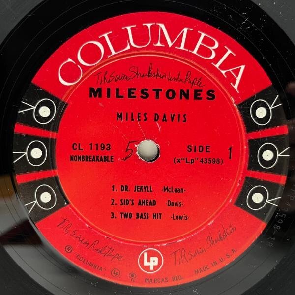 US 完全オリジナル MONO 6eye 深溝 MILES DAVIS Milestones ('58 Columbia CL 1193) 英番一桁の初期マト w/ John Coltrane, Cannonball_画像3